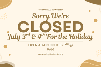 Township Building Closed 7/3 & 7/4/2025