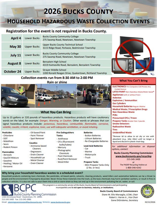 2026 Bucks County Household Hazardous Waste Collection Event