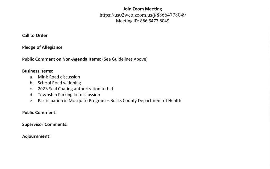 AGENDA – BOS Work Session- March 14, 2023