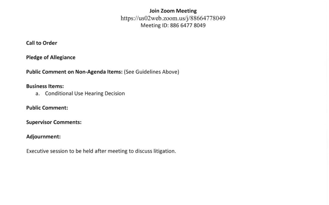 AGENDA – BOS Meeting & CU Hearing – April 11, 2023
